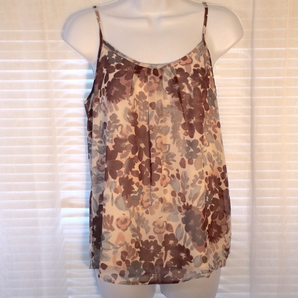 Loft Pink & Brown Floral Cami Sz XS